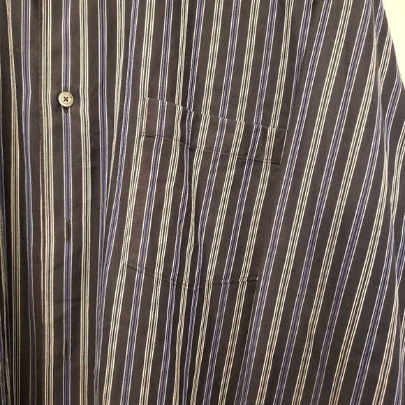 Ermenegildo Zegna Dress Shirt Mens Large Navy Striped Made In Italy $880 MSRP - Picture 5 of 9